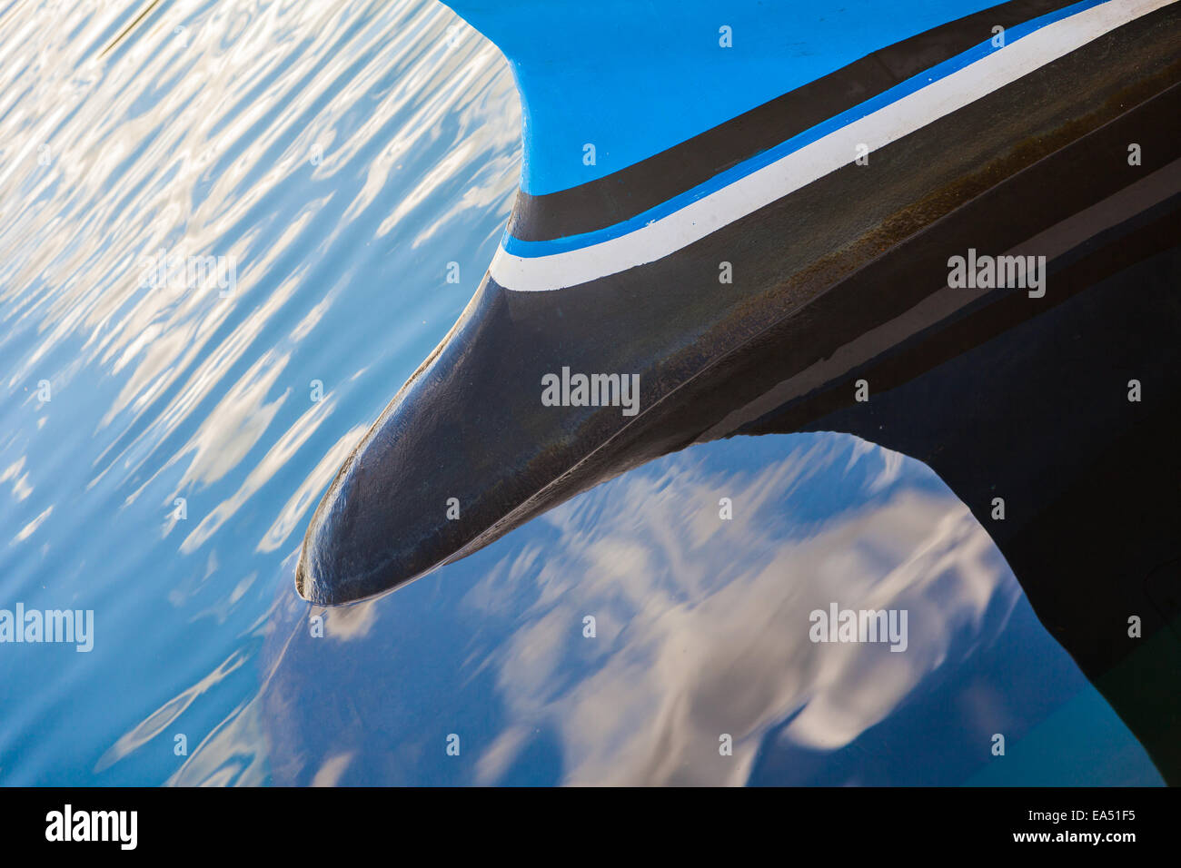 Abstract image of a bulbous bow on a small commercial fishing boat, Nanaimo, British Columbia. Stock Photo