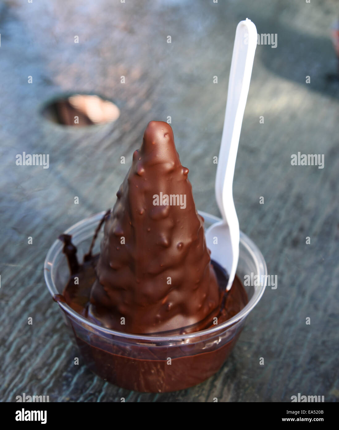 Chocolate covered ice cream Stock Photo