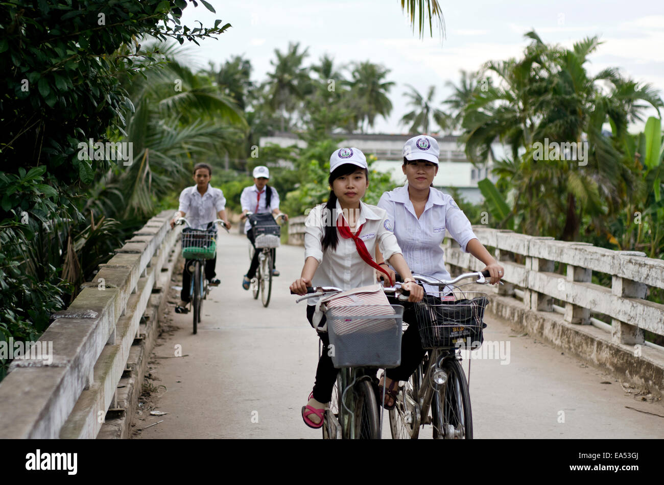 Cycling in Ben Tre province, Mekong Delta ,Vietnam Stock Photo