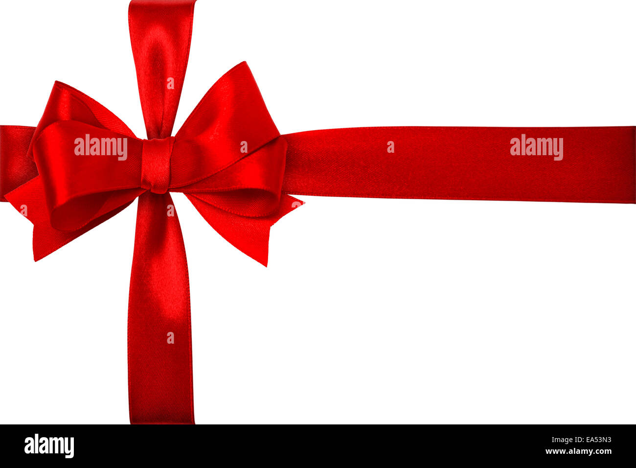 Shiny red satin ribbon on white background Stock Photo