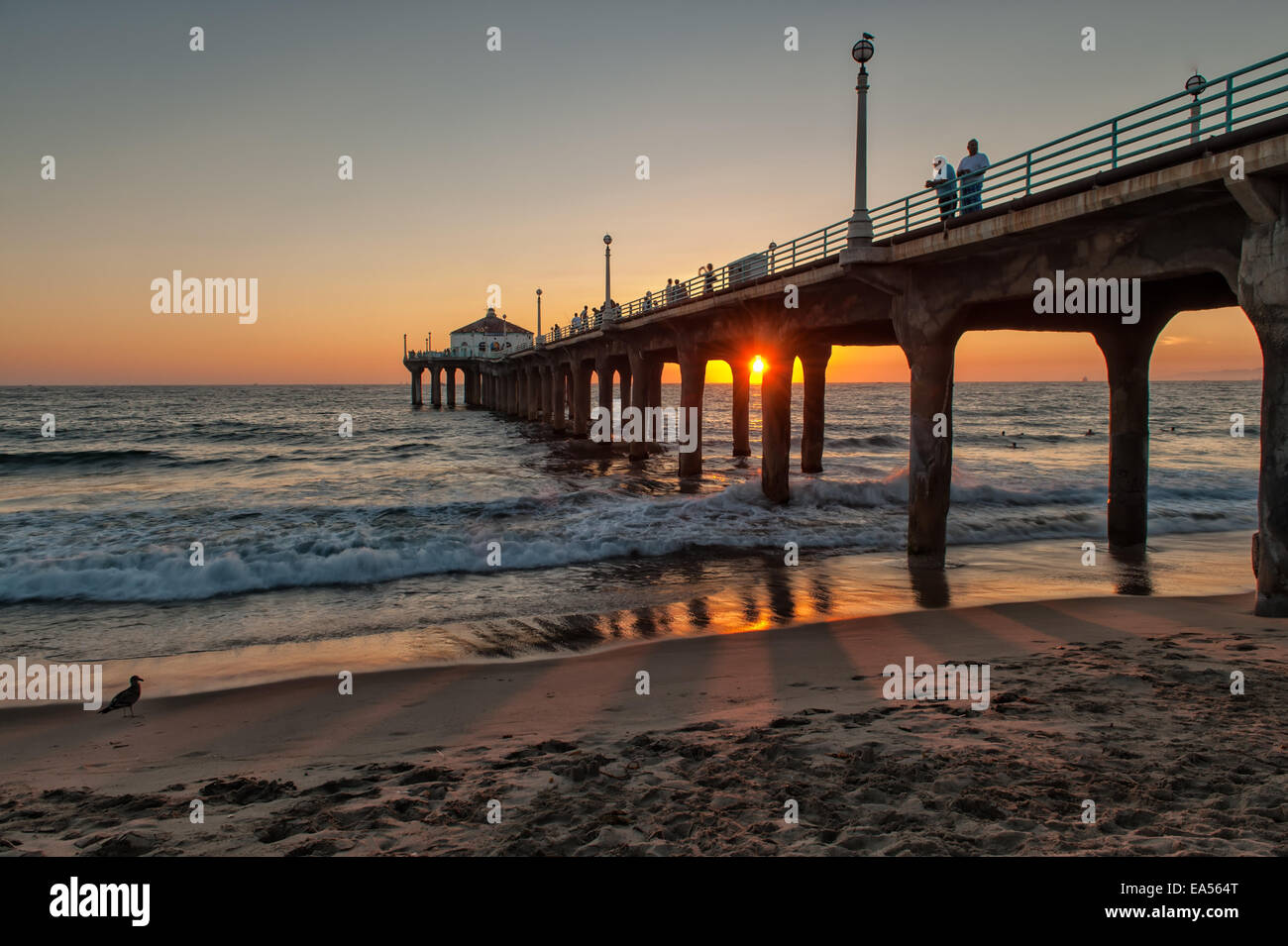 Sunset at Manhattan Beach, Los Angeles, CA Stock Photo Alamy