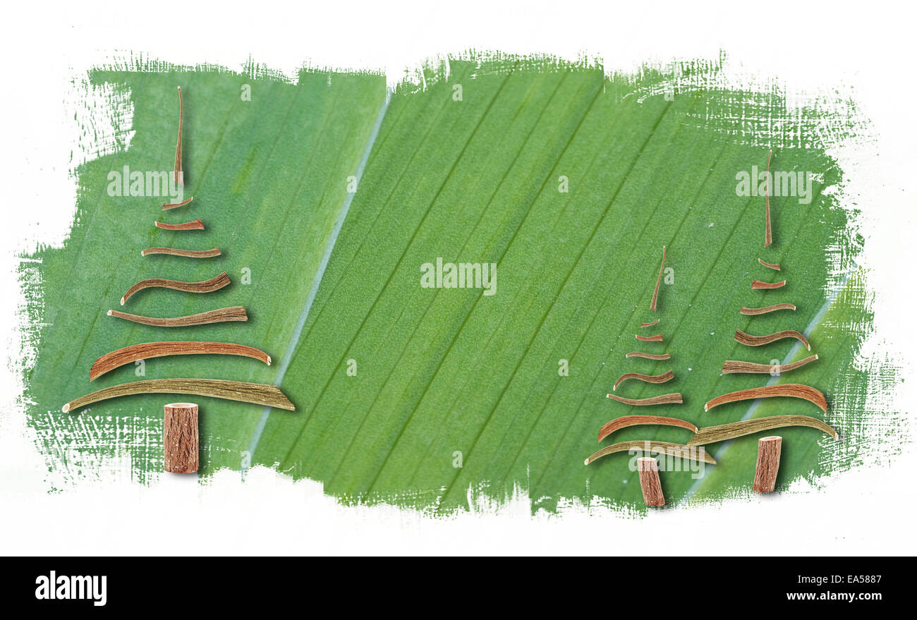 green paint abstract background with Christmas trees Stock Photo - Alamy