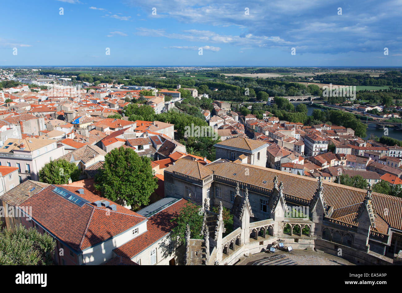 View of Beziers from Saint Nazaire Cathedral, Beziers, Herault, Languedoc-Roussillon, France Stock Photo