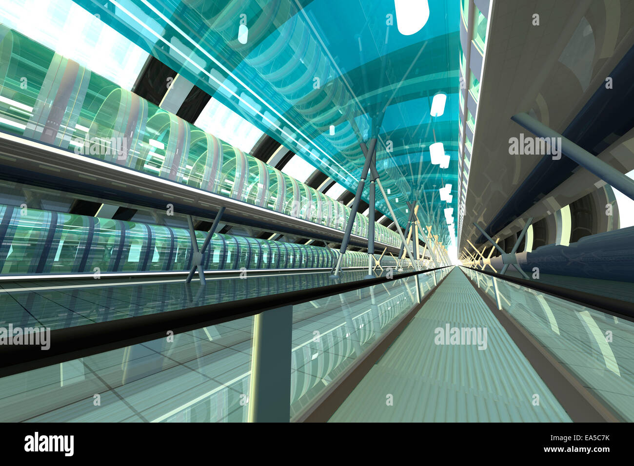 futuristic-passageway-3d-rendering-stock-photo-alamy