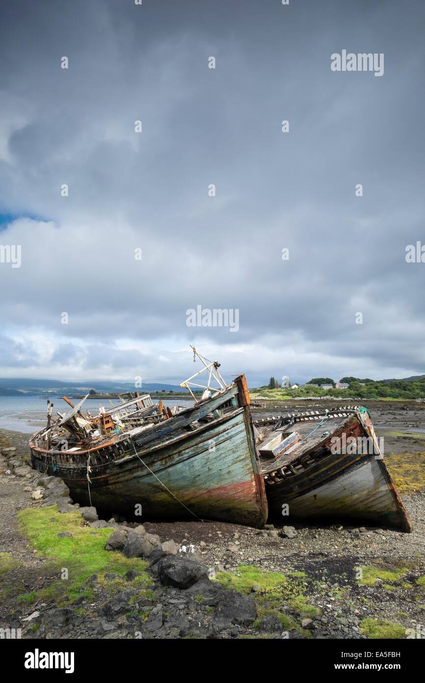 UK, Scotland, Argyll and Bute, Isle of Mull, ship wrecks at the coast Stock Photo