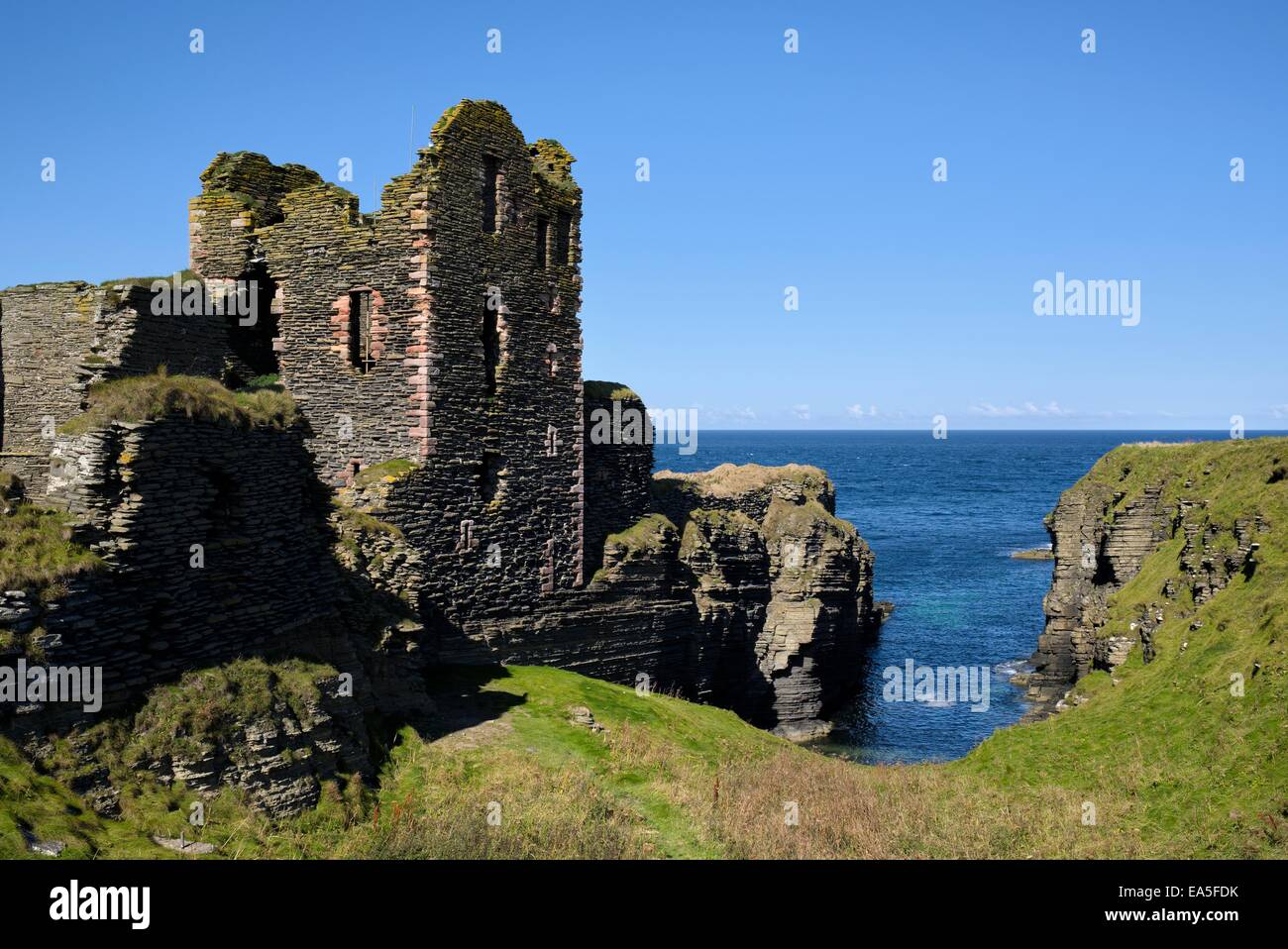United Kingdom, Scotland, Wick, Northeast Coast, Ruin Castle Sinclair Girnigoe Stock Photo