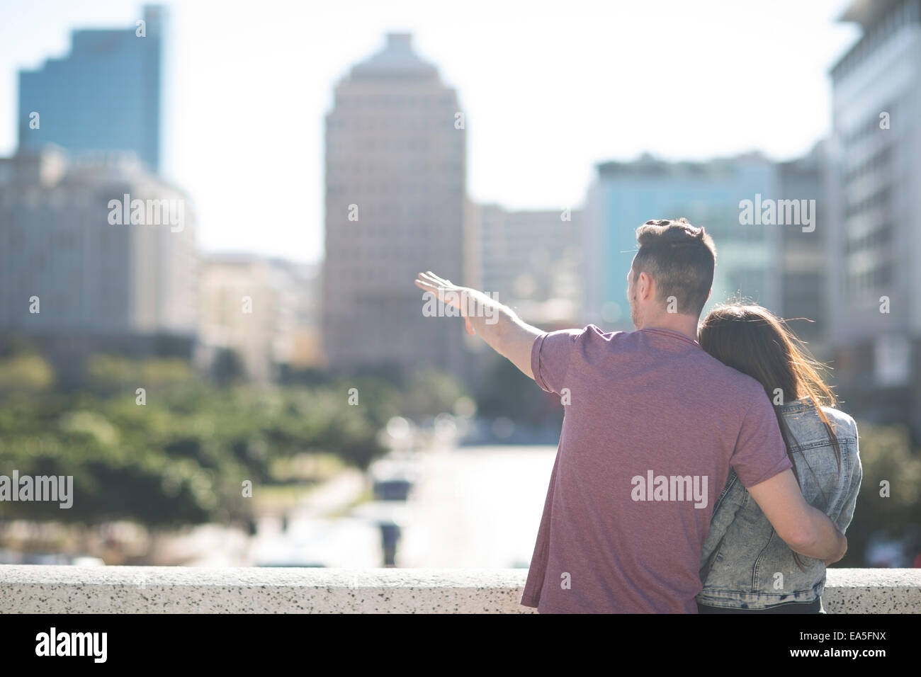 Young couple in love, back view Stock Photo