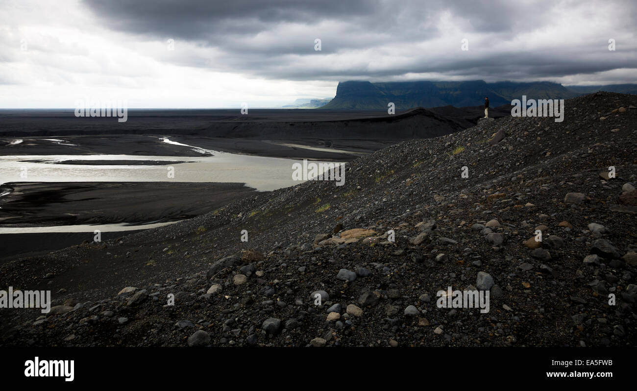 Iceland, Southern Coast, Glacier burst near Myrdalssandur, outwash plain Stock Photo