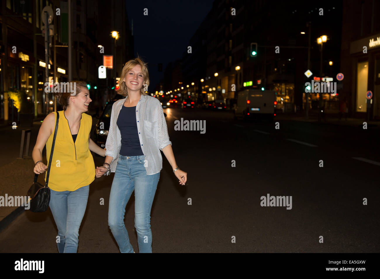 Germany, Berlin, Friends going out Stock Photo - Alamy