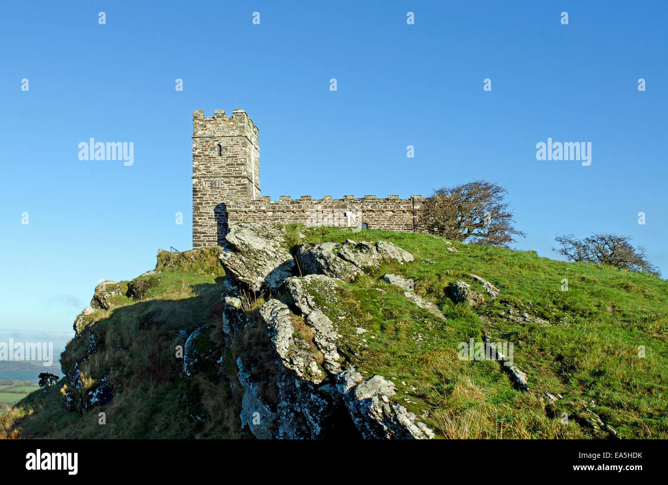 The church of St.Michael De Rupe at the summit of Brent Tor near the ...