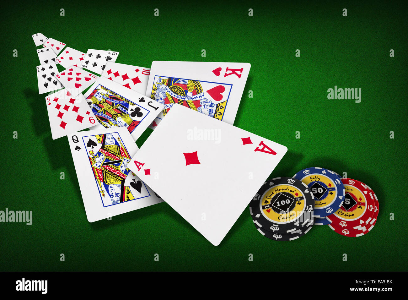 Poker chips Playing cards Stock Photo Alamy