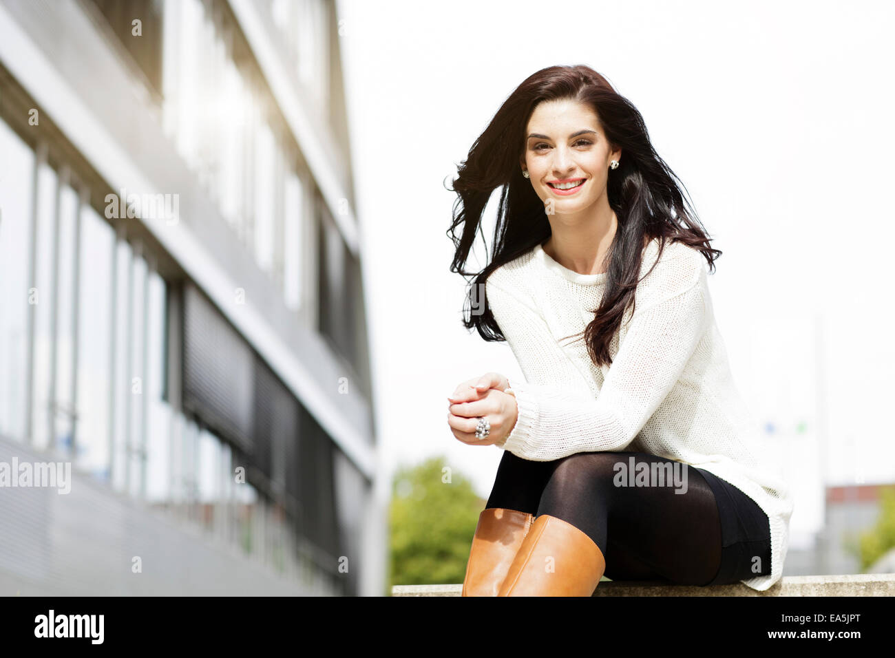 Portrait of happy young woman Stock Photo - Alamy
