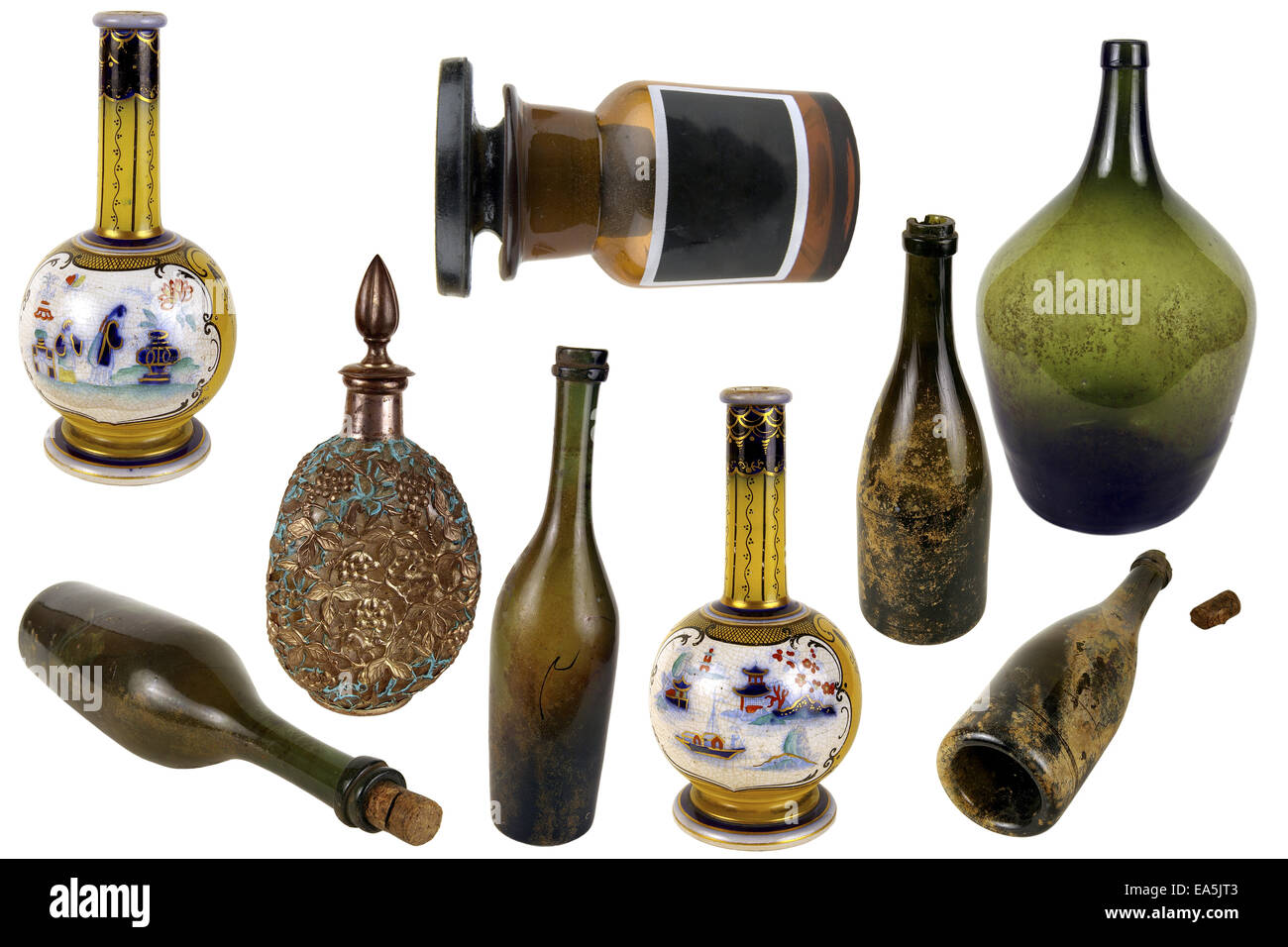 Antiquarian glass bottle Stock Photo