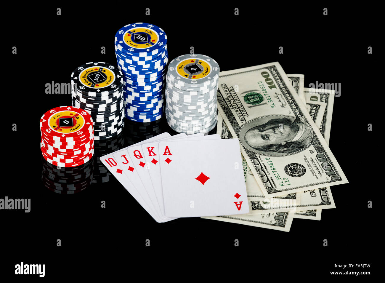 Poker chips and money hi-res stock photography and images ...
