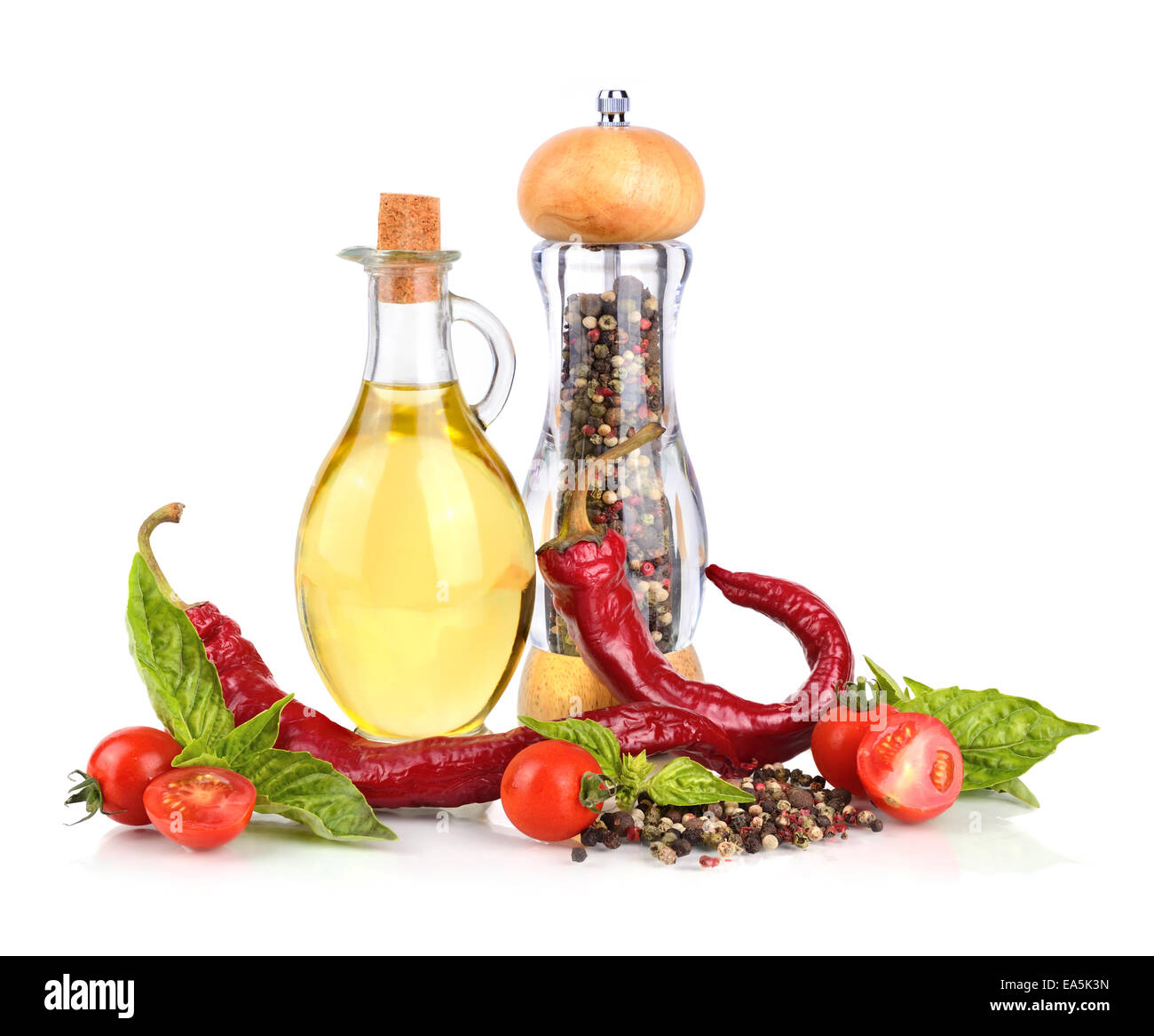 Pepper and olive oil Stock Photo Alamy