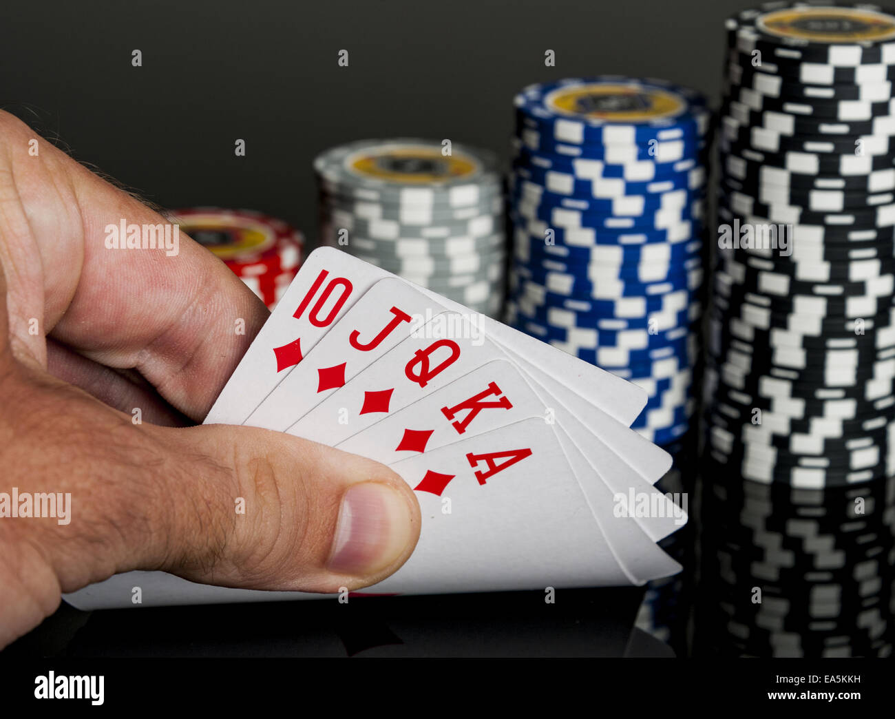 Poker chips Playing cards Stock Photo Alamy