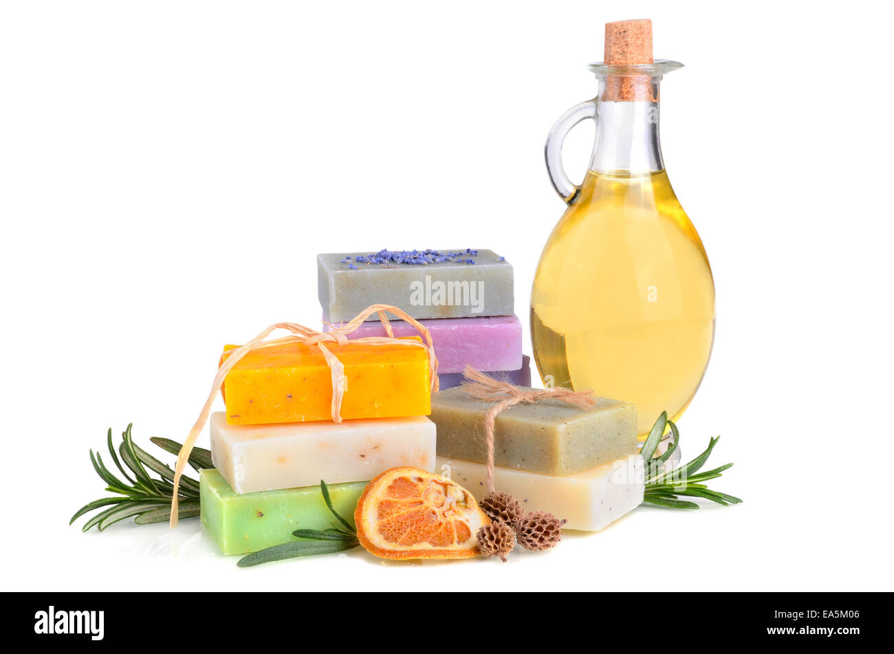 Soaps and massage oil Stock Photo