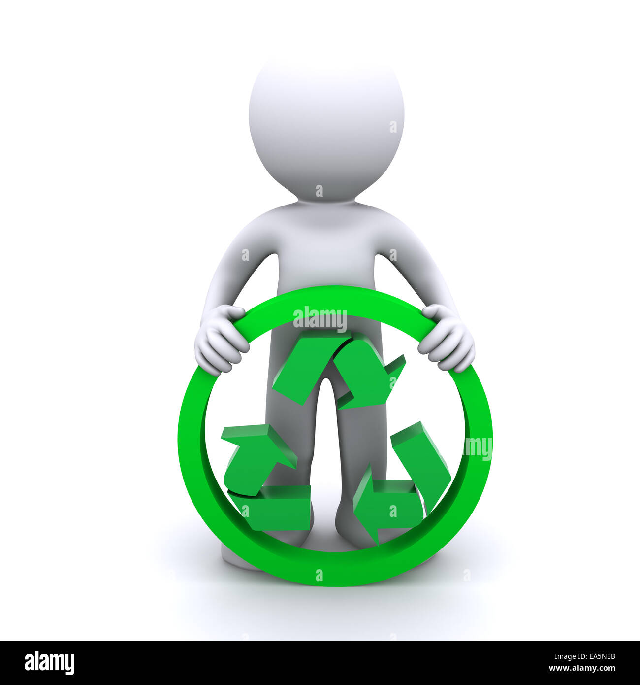 3D man hold recycling symbol. Isolated Stock Photo - Alamy