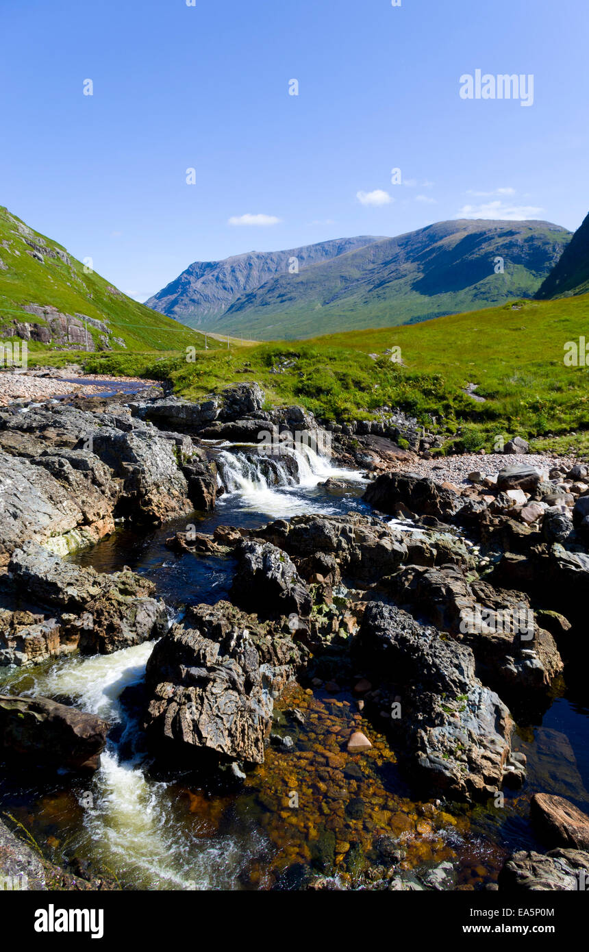 Glen Etive With River Etive And Glen Etive Falls Hi Res Stock