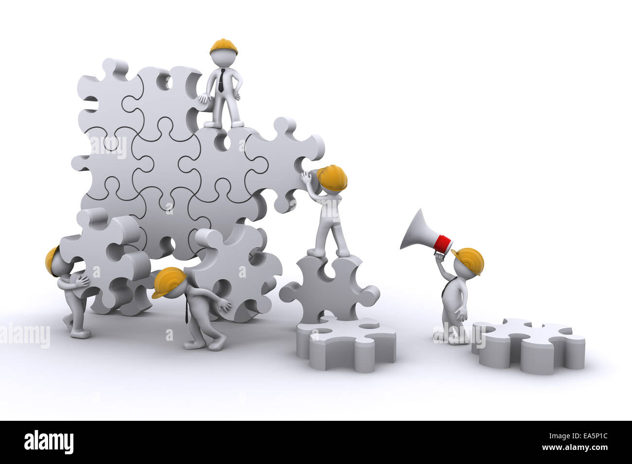 business team work building a puzzle. Business developing concept. Isolated  Stock Photo - Alamy