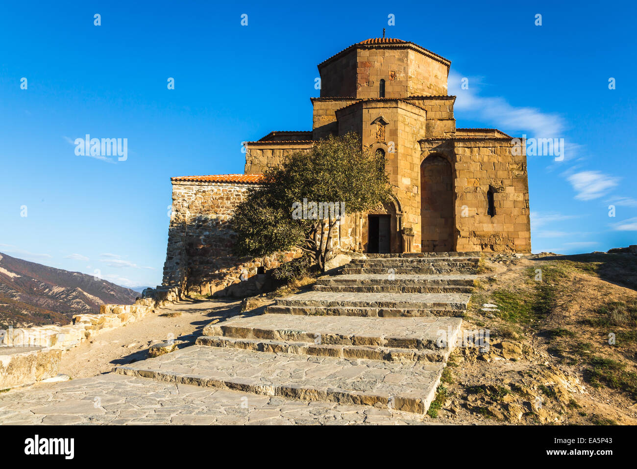 Great Church of Jvari or Jvari Monastery is the georgian orthodox monastery located near Mtskheta, Georgia Stock Photo