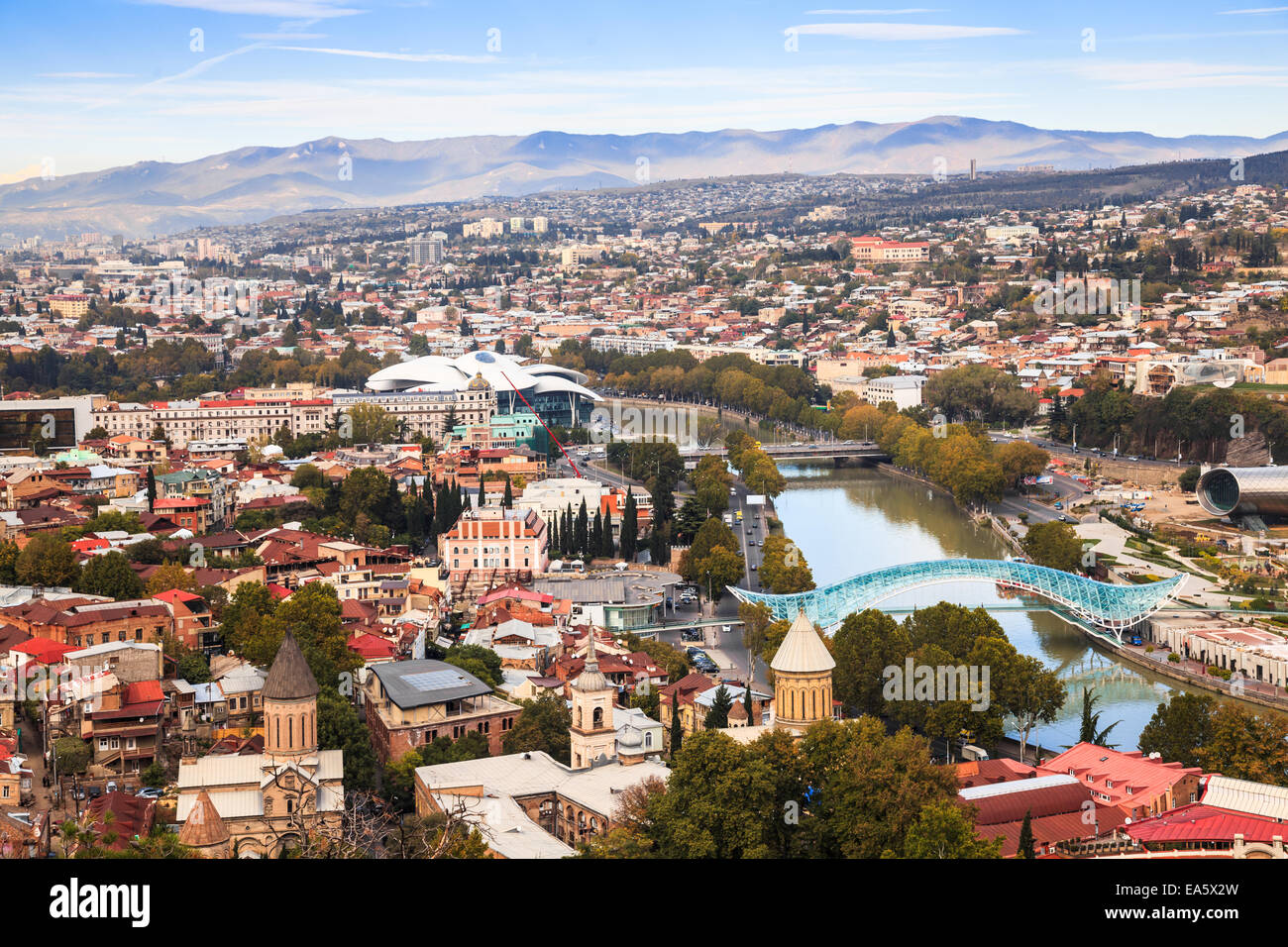 View of skyline in Tbilisi, the capital city of Georgia Stock Photo