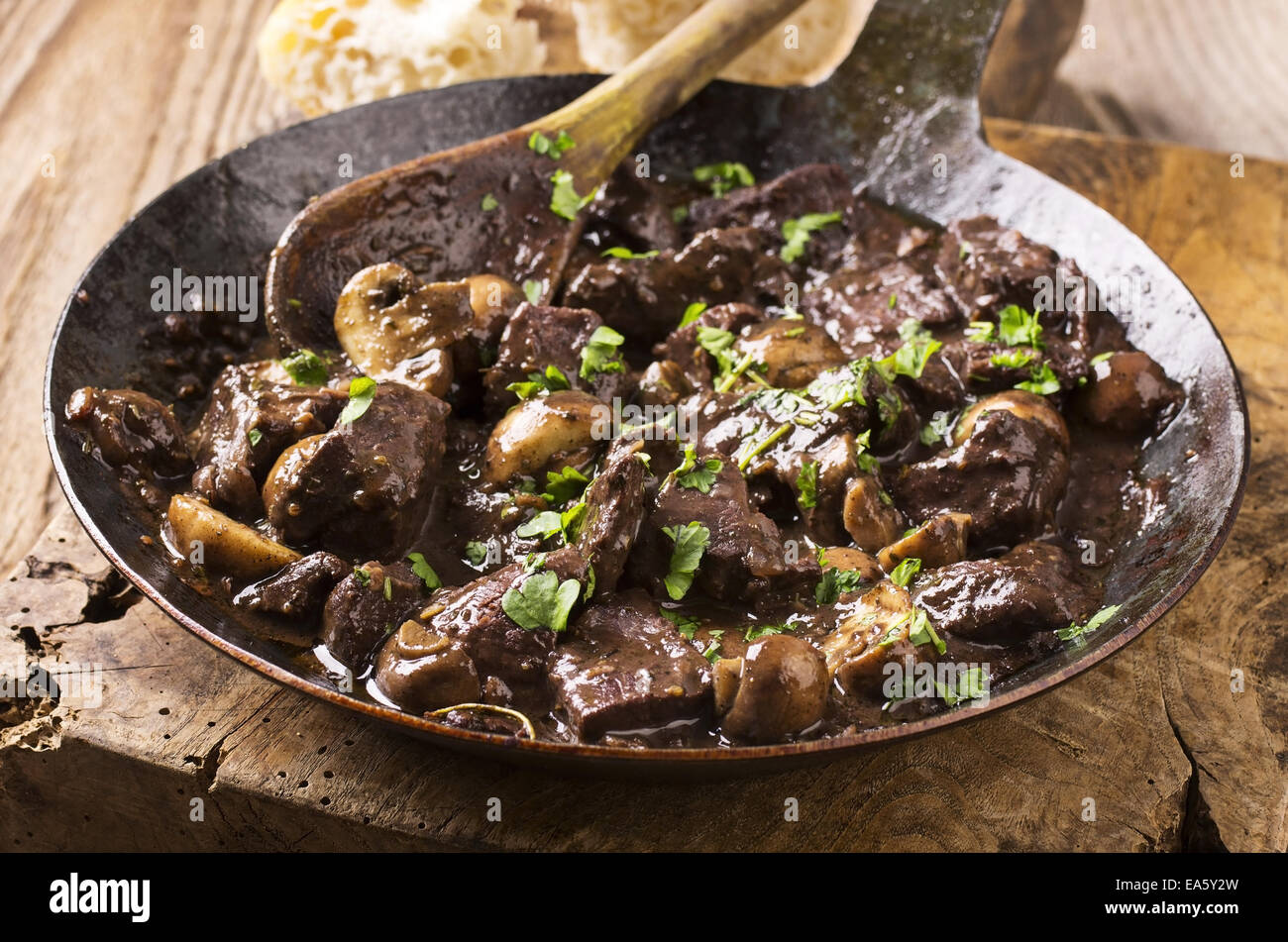 deer meat in wine sauce Stock Photo