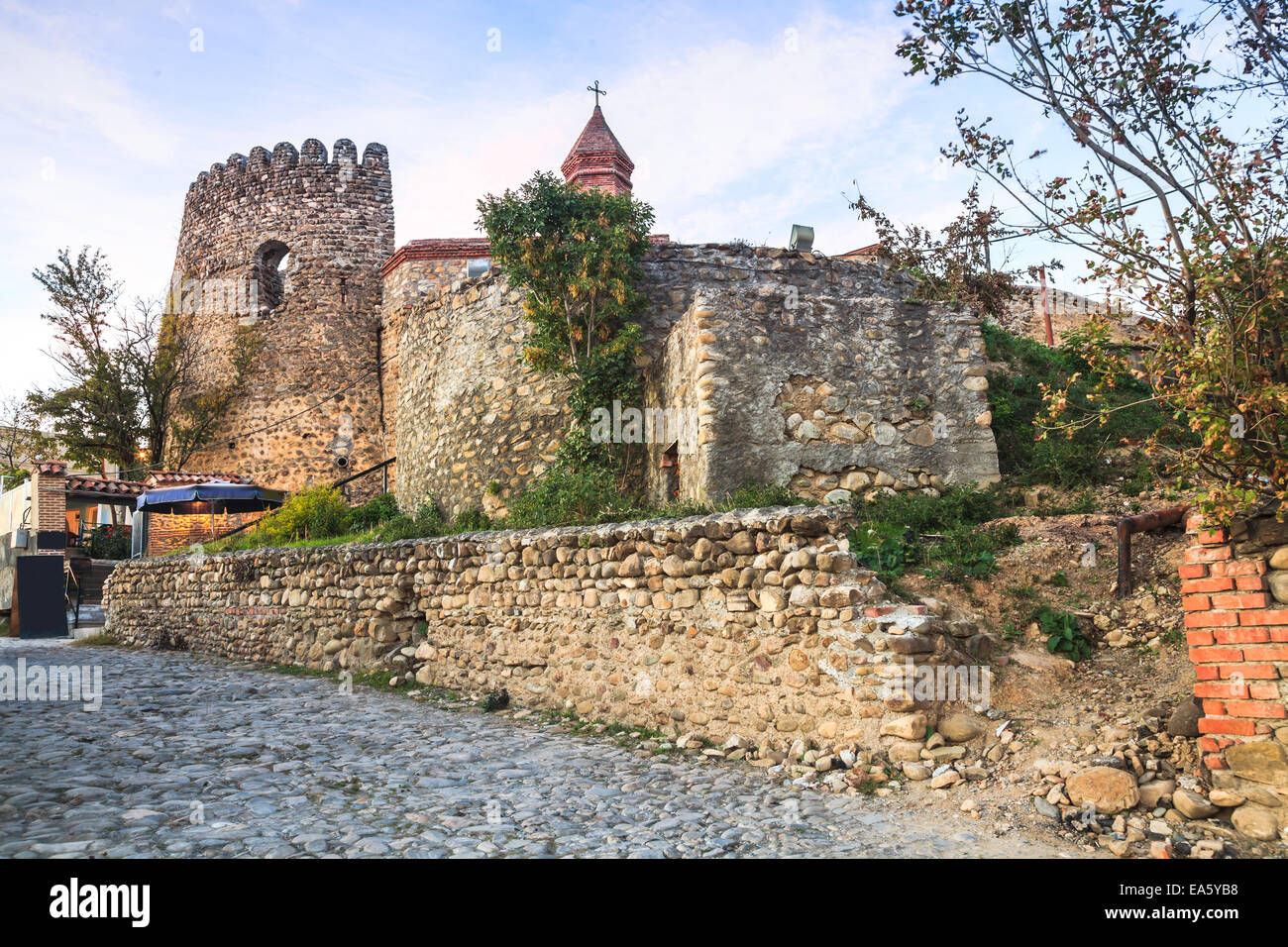 Defensive wall and towers in Sighnaghi, Georgia Stock Photo