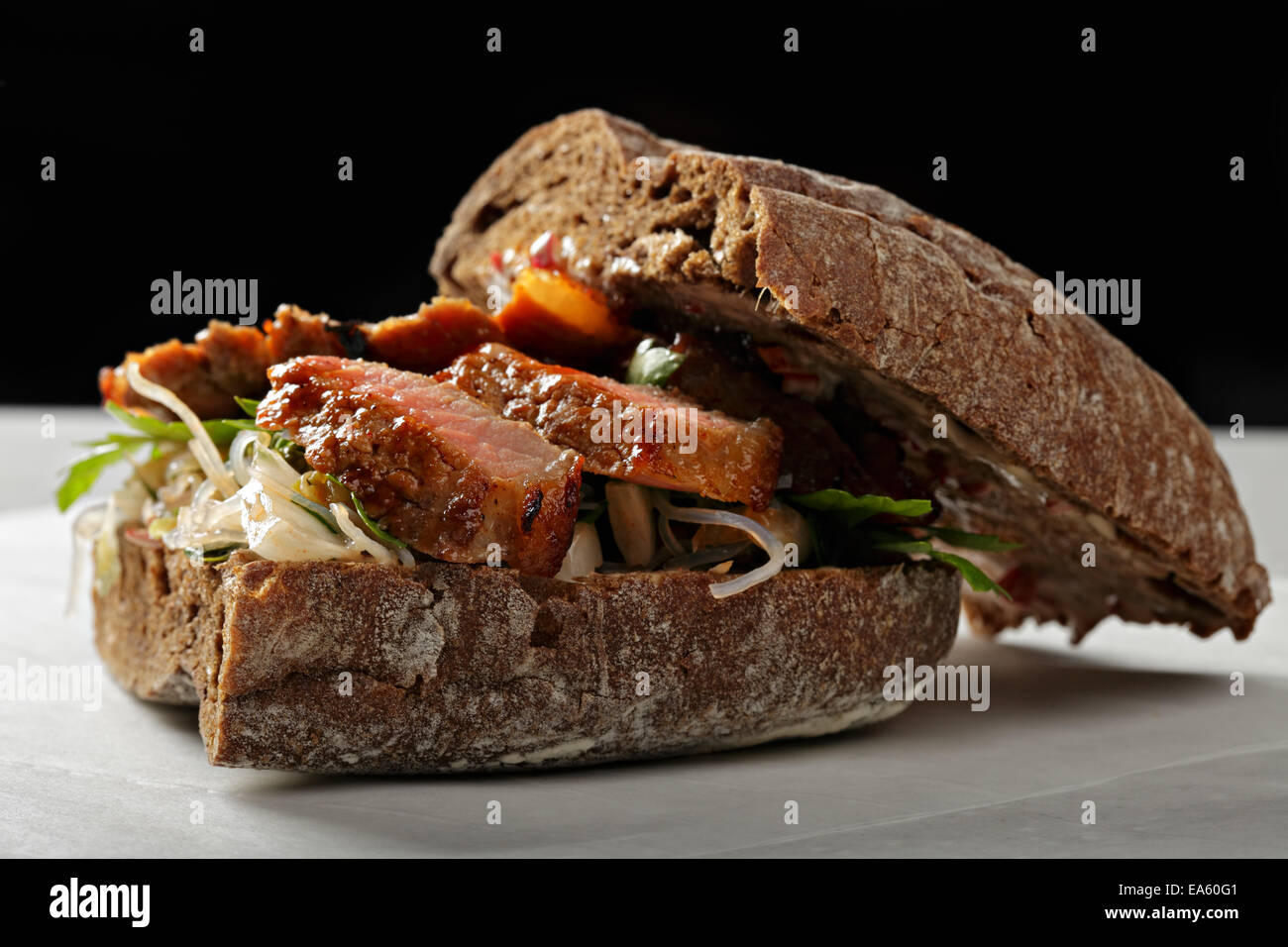 Beef sandwich with kimchi closeup Stock Photo Alamy