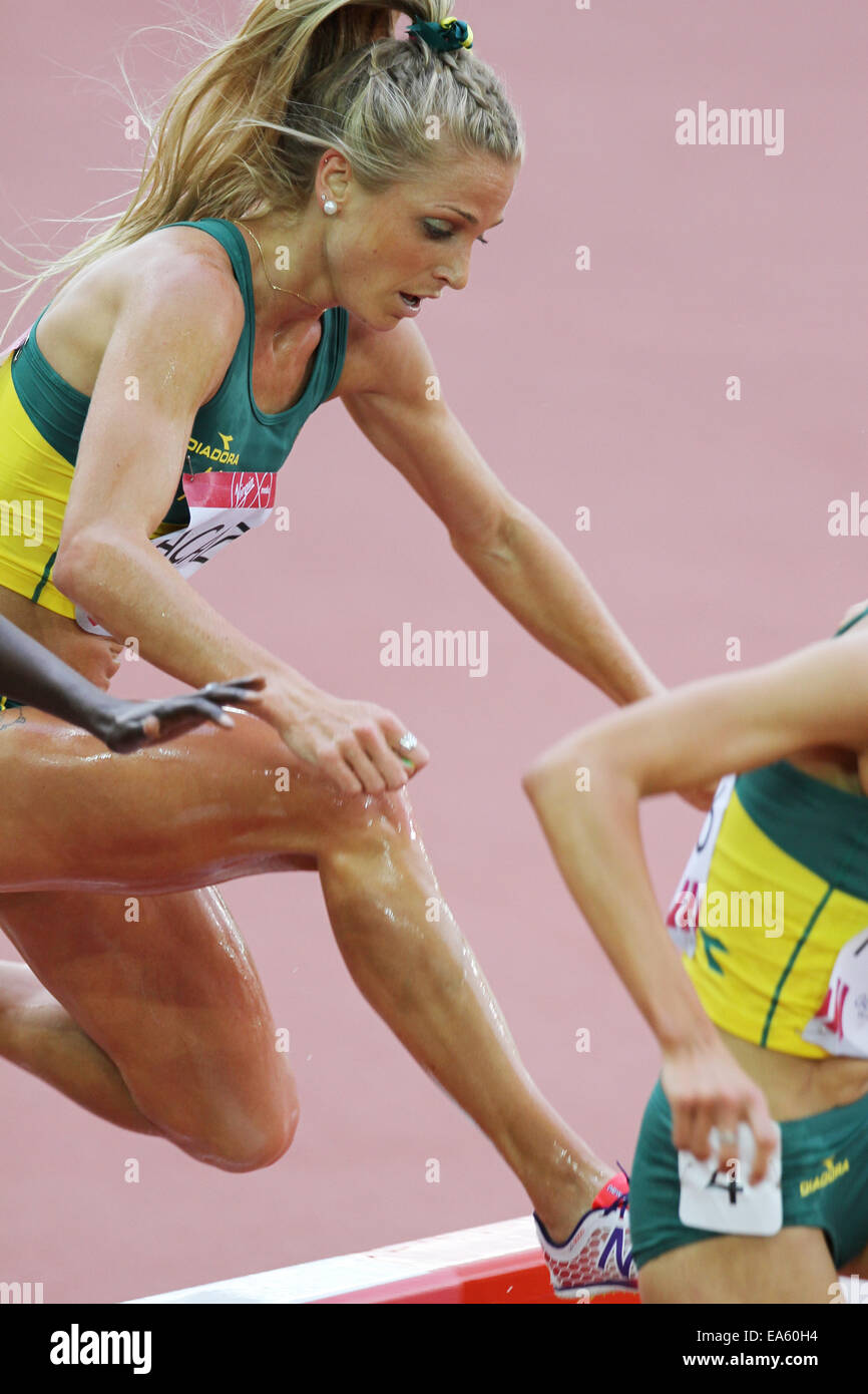 Genevieve LACAZE of Australia  in the athletics in the Womens 3000 metres Steeplechase Final at Hampden Park, in the 2014 Commonwealth games, Glasgow Stock Photo