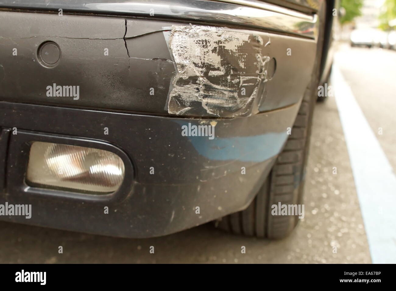 Damaged front bumper Stock Photo