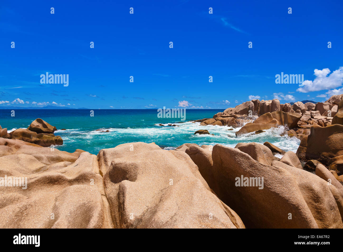 Tropical beach at Seychelles Stock Photo