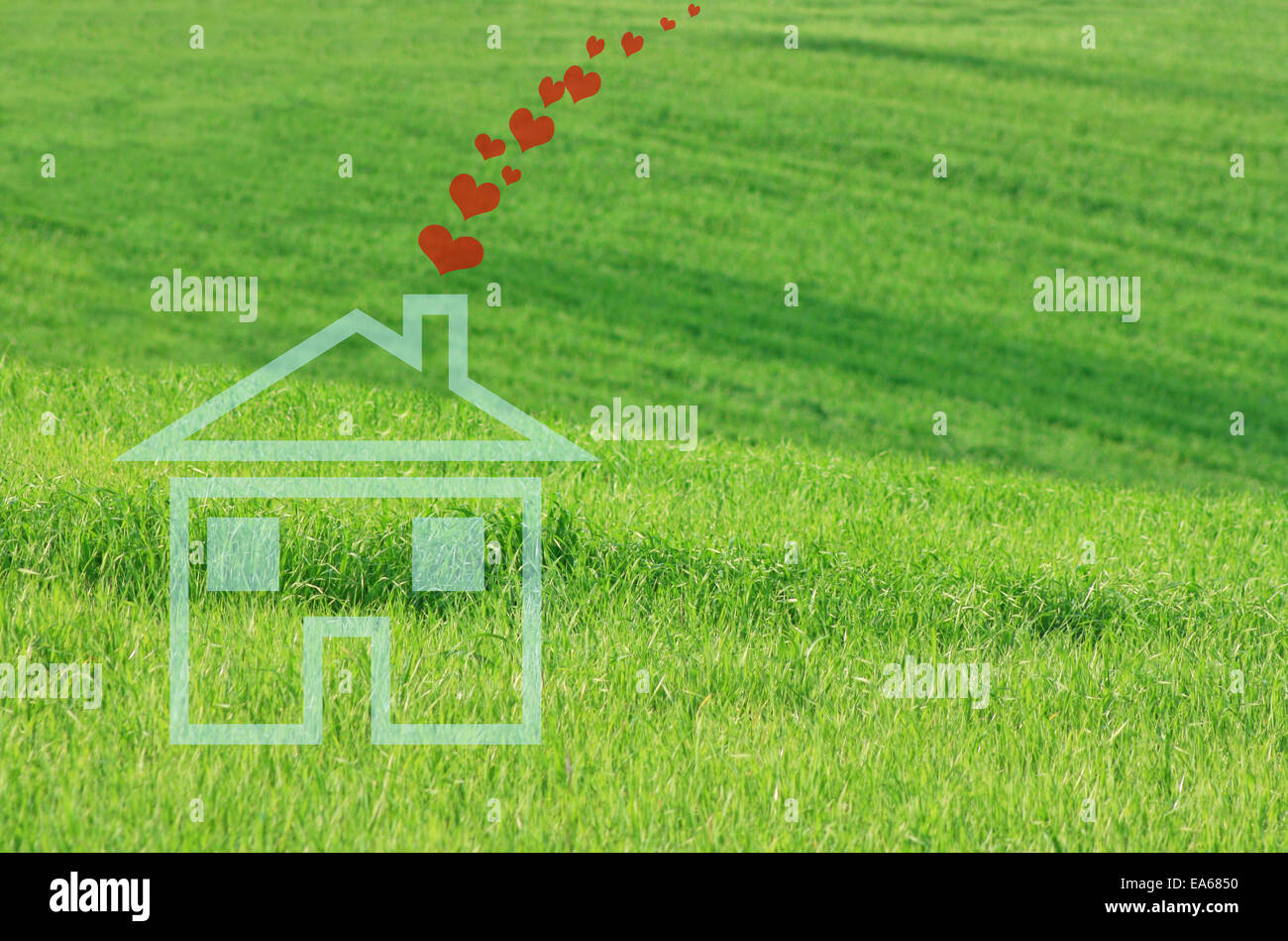 Dream house with hearts Stock Photo
