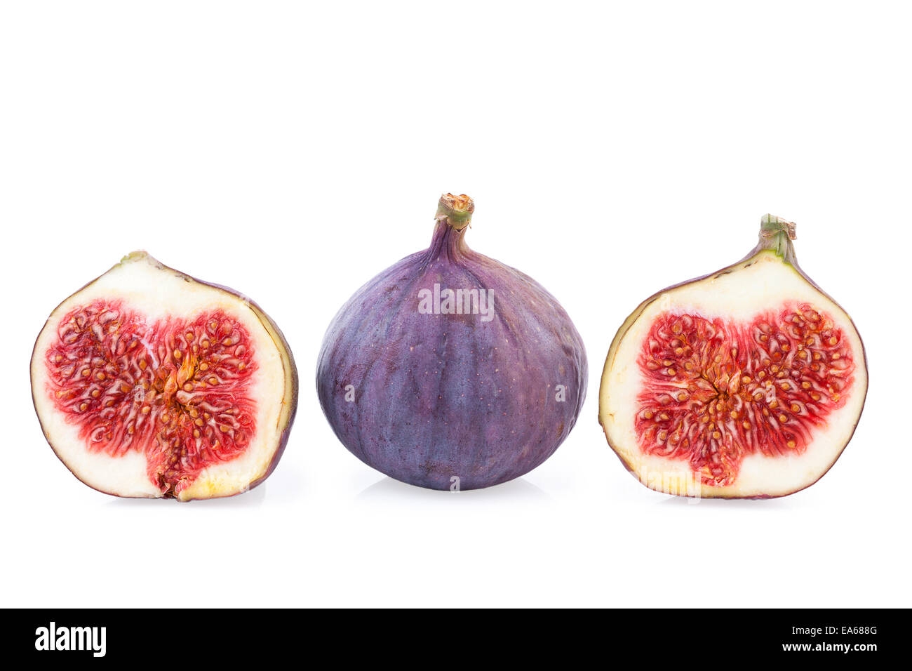 Figs Fruit whole and two halves Stock Photo