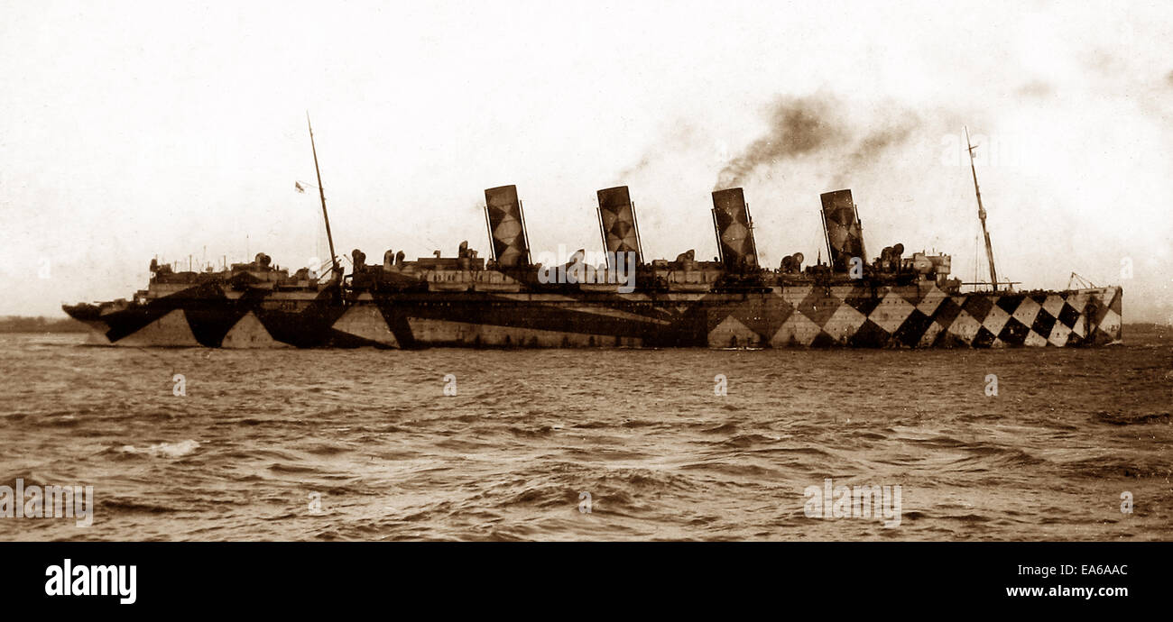 RMS Mauretania camouflaged during WW1 Stock Photo