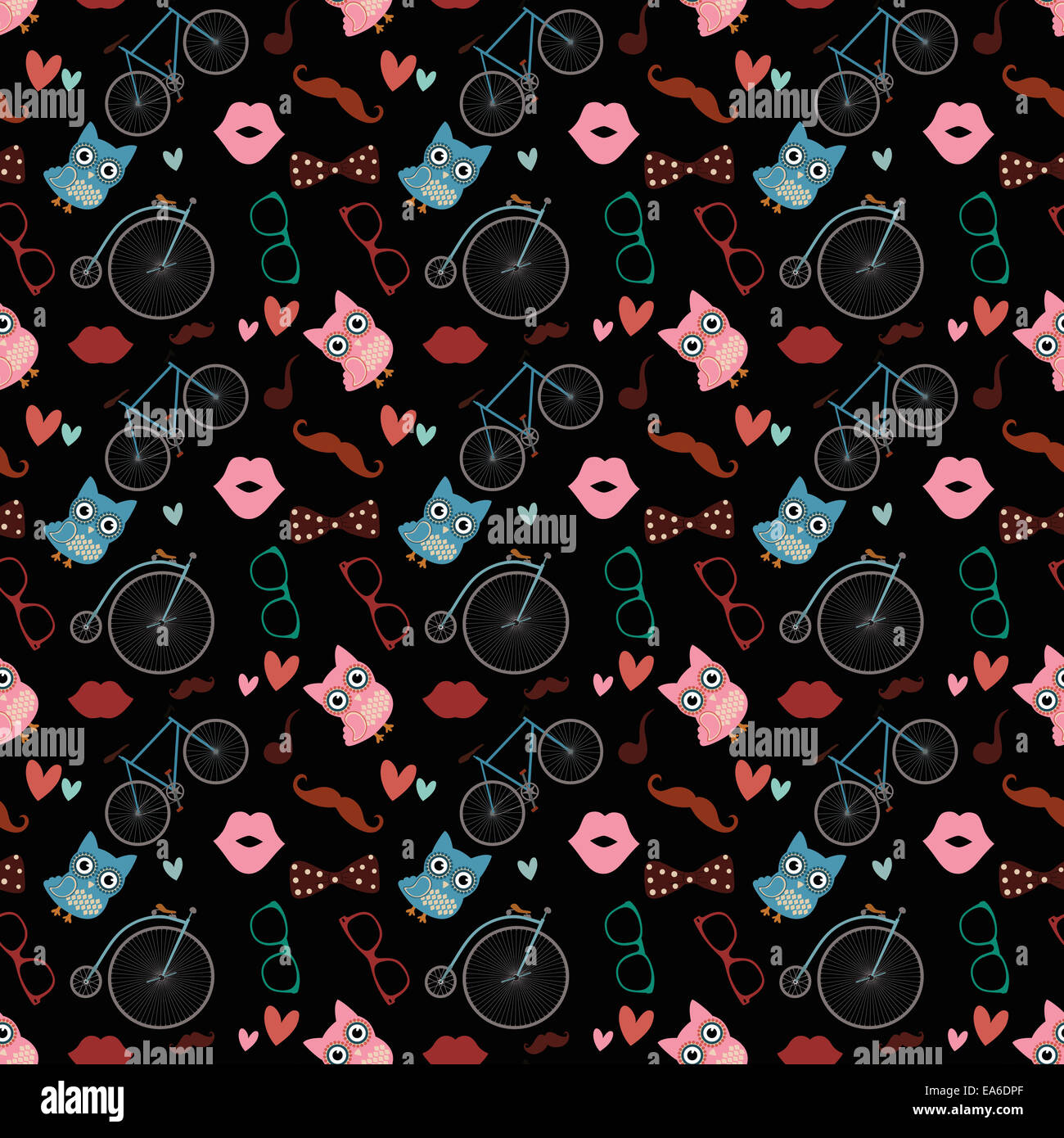 Hipster Doodles Colorful Seamless Pattern Stock Photo