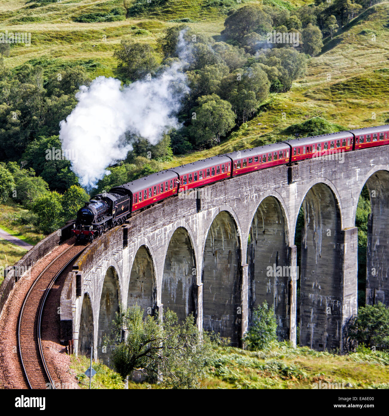UK, Scotland, Glenfinnan, Jacobite steam train Stock Photo