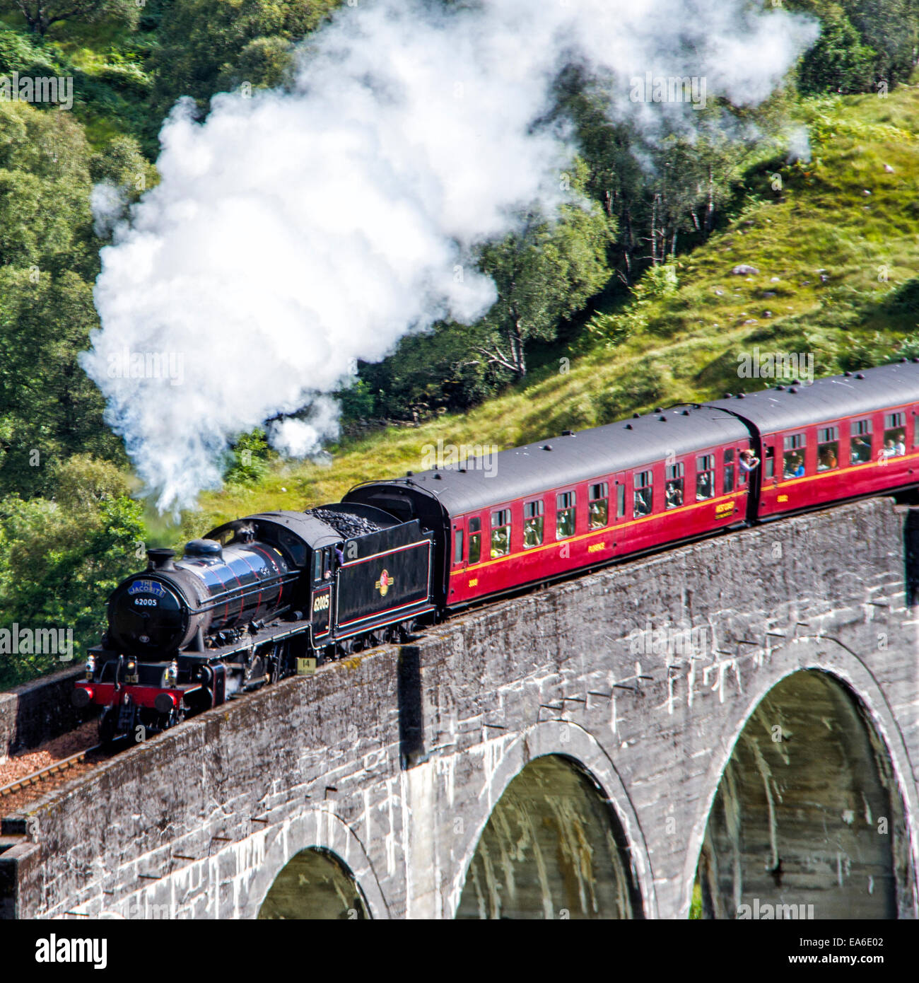 UK, Scotland, Glenfinnan, Jacobite steam train Stock Photo