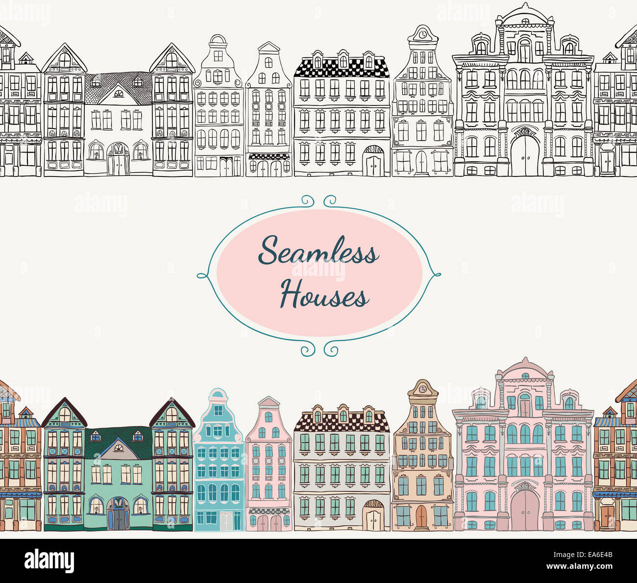 Seamless Old Styled Houses Stock Photo - Alamy