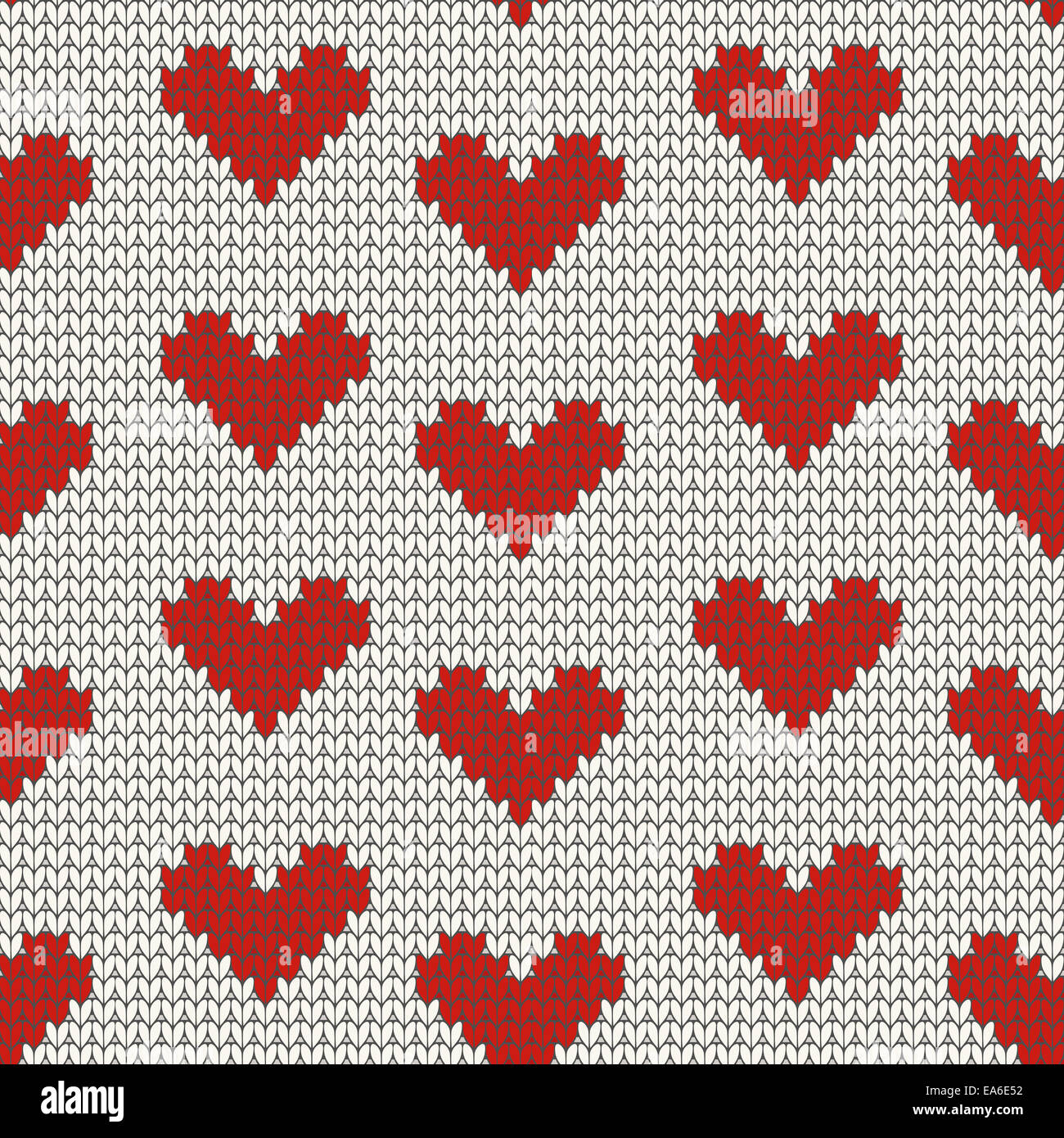 Seamless knitting pattern with Hearts Stock Photo