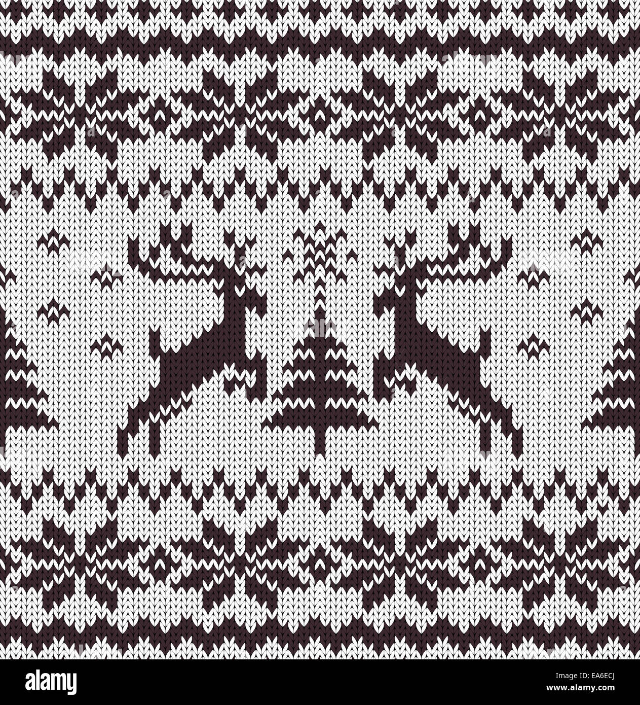 Seamless Knitted Pattern with Deers Stock Photo - Alamy