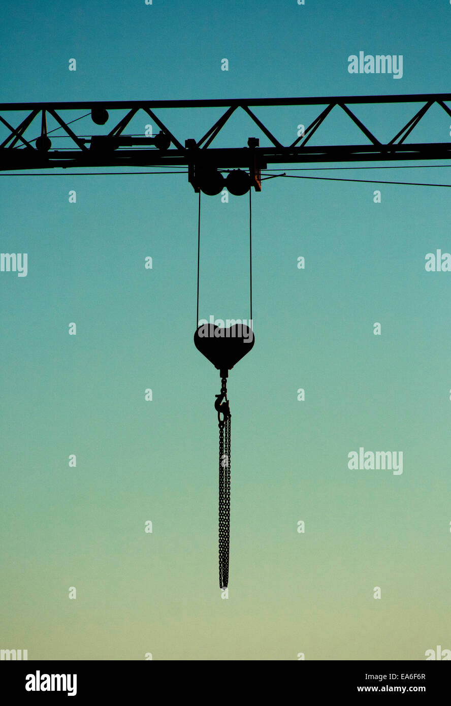 Crane jib with heart shaped pulley Stock Photo