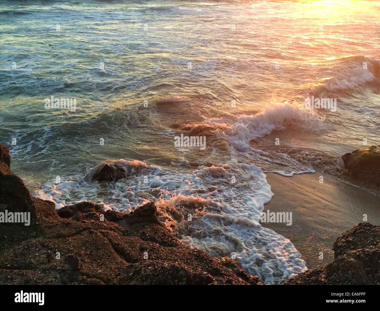 Beach at sunset Stock Photo