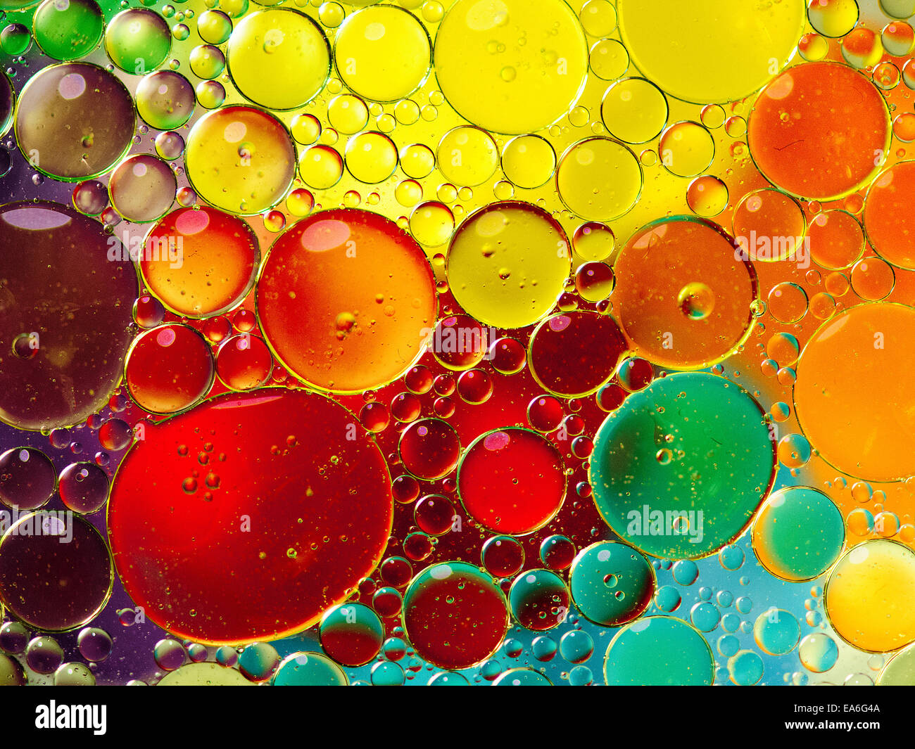 Oil bubbles in water Stock Photo