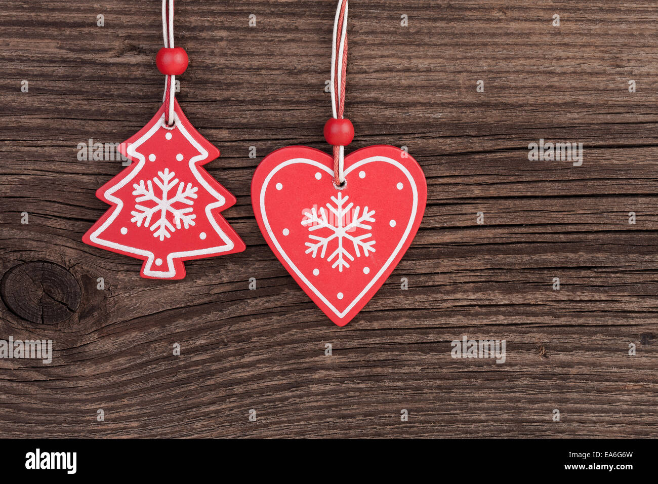 Christmas Tree Decoration over Wooden background Stock Photo