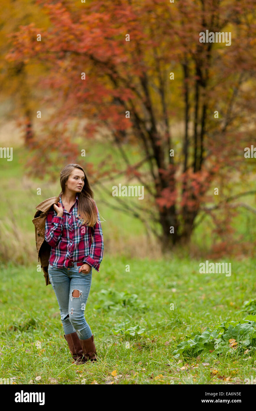 girl in autumn park Stock Photo - Alamy