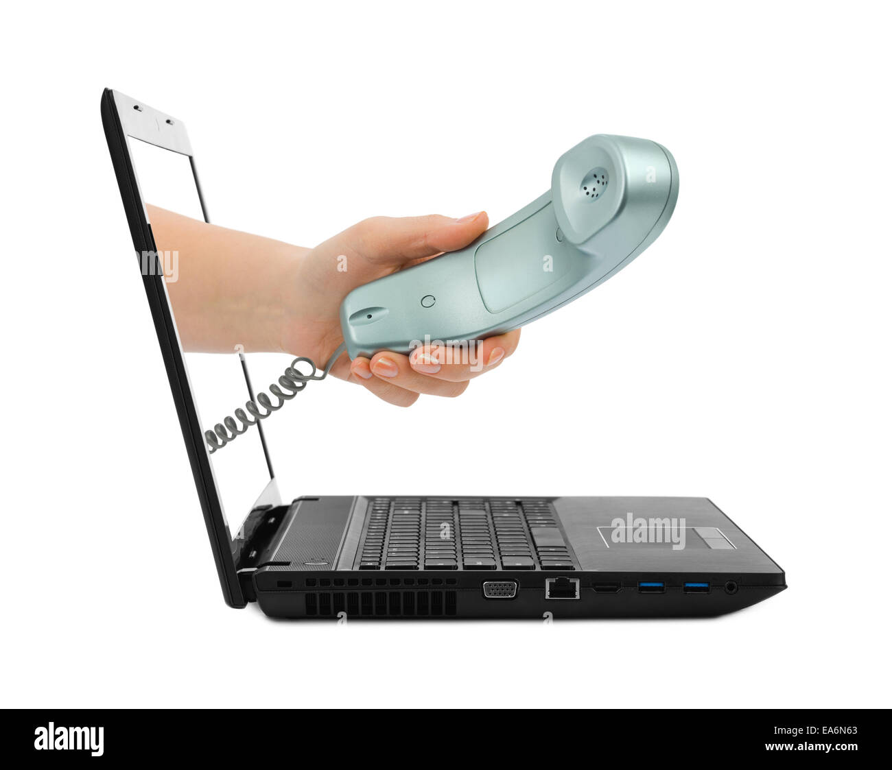 Woman notebook phone call hi-res stock photography and images - Alamy