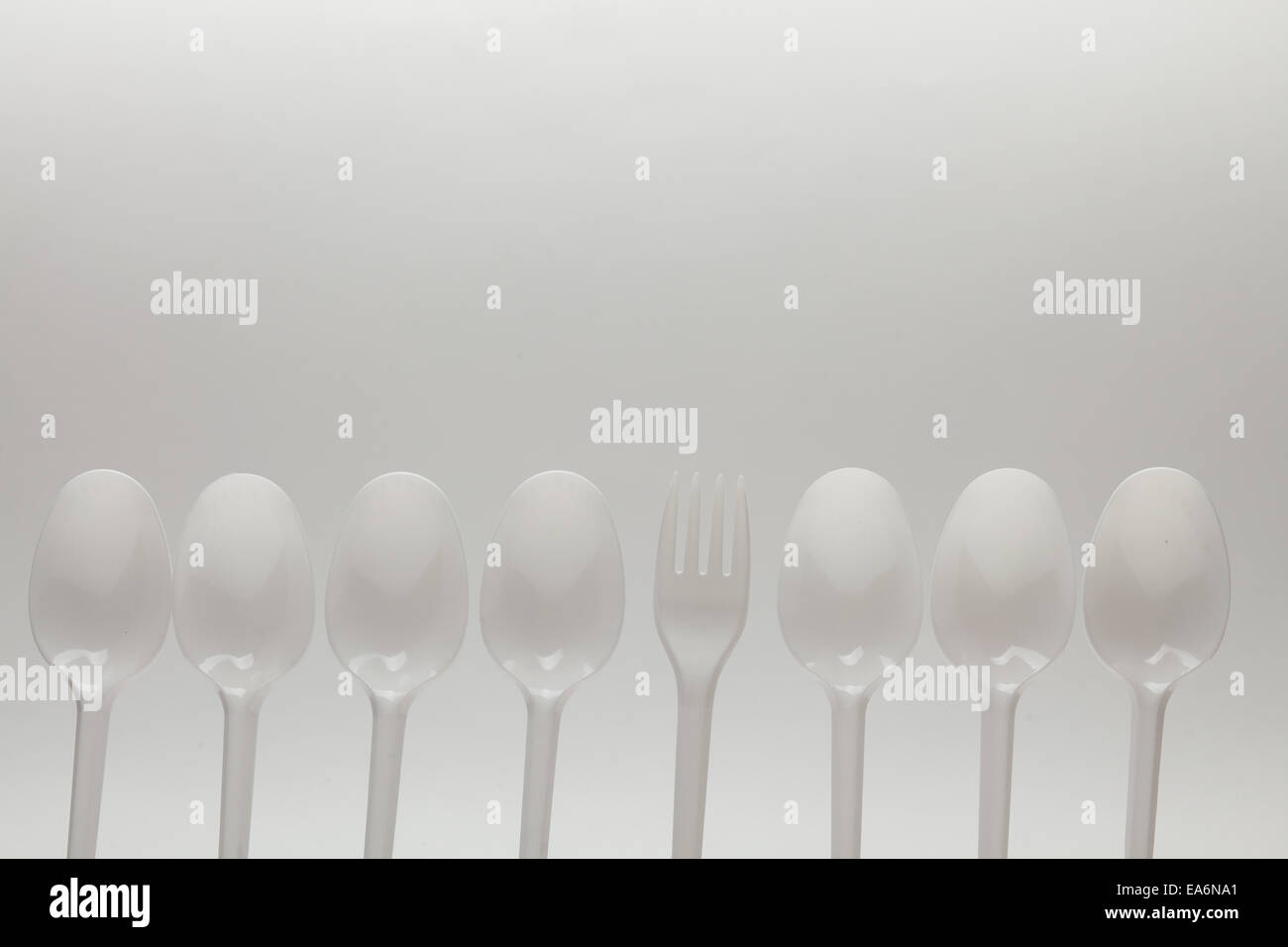 number of disposable spoons and fork Stock Photo