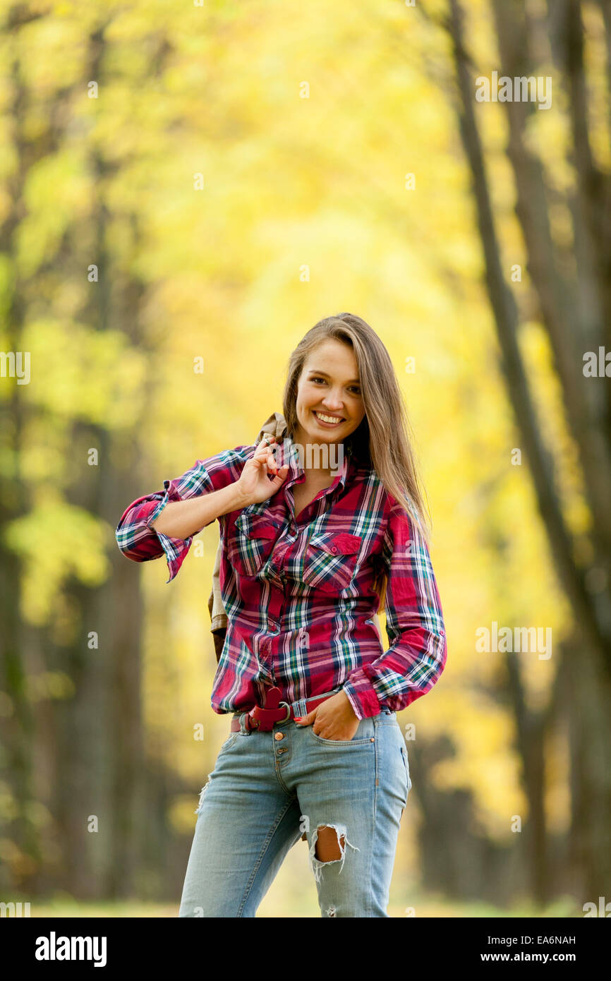 girl in autumn park Stock Photo - Alamy