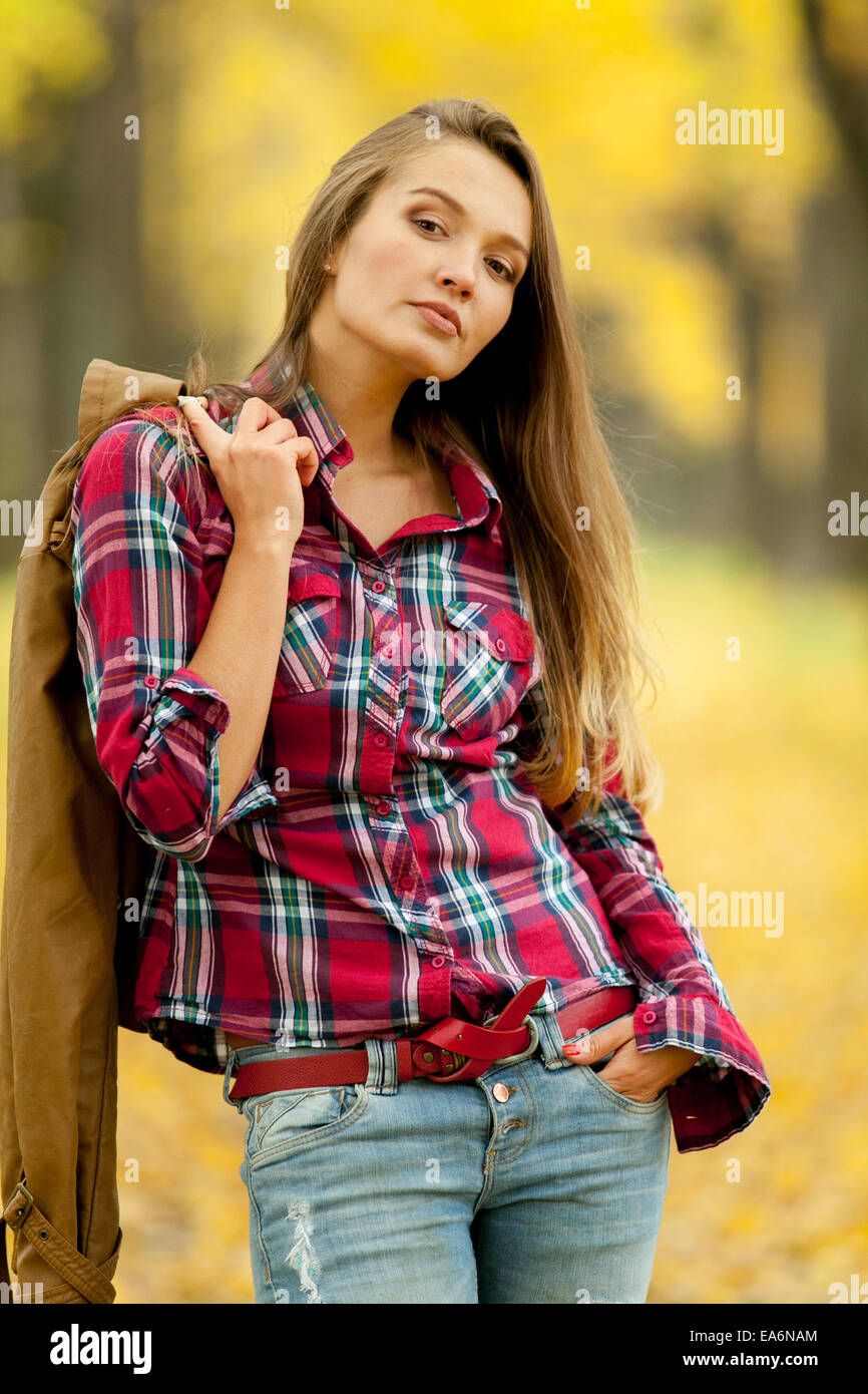 girl in autumn park Stock Photo - Alamy